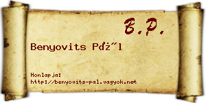 Benyovits Pál névjegykártya